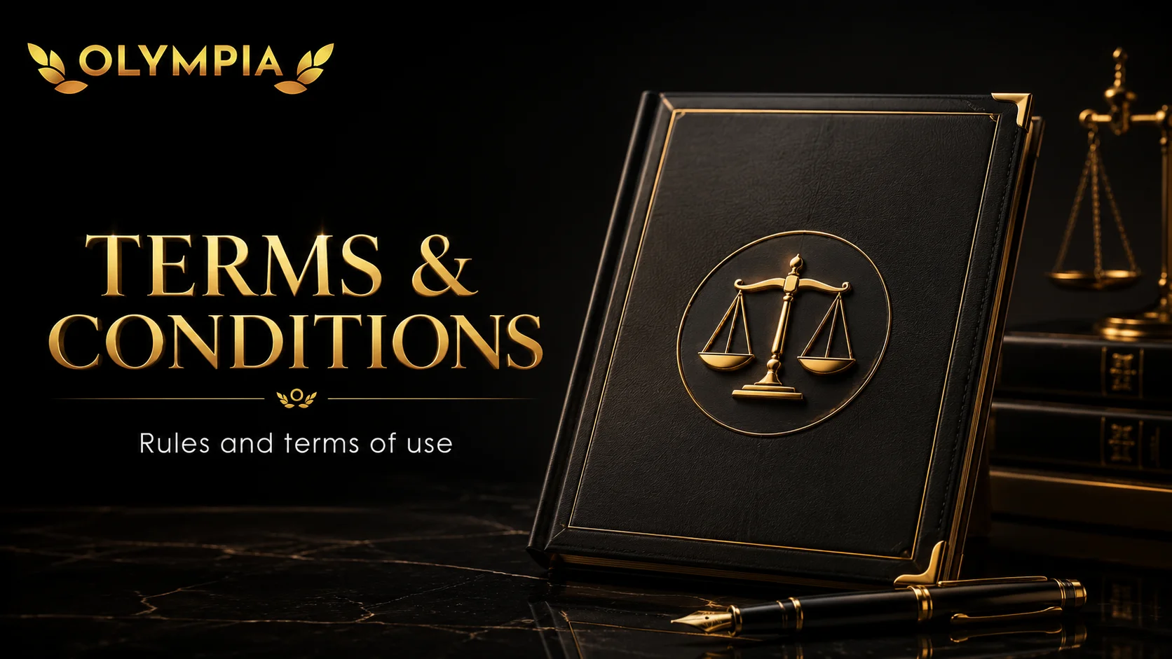 Olympia Casino Terms and Conditions Olympia Casino Terms and Conditions — a leather-bound rulebook with scales of justice